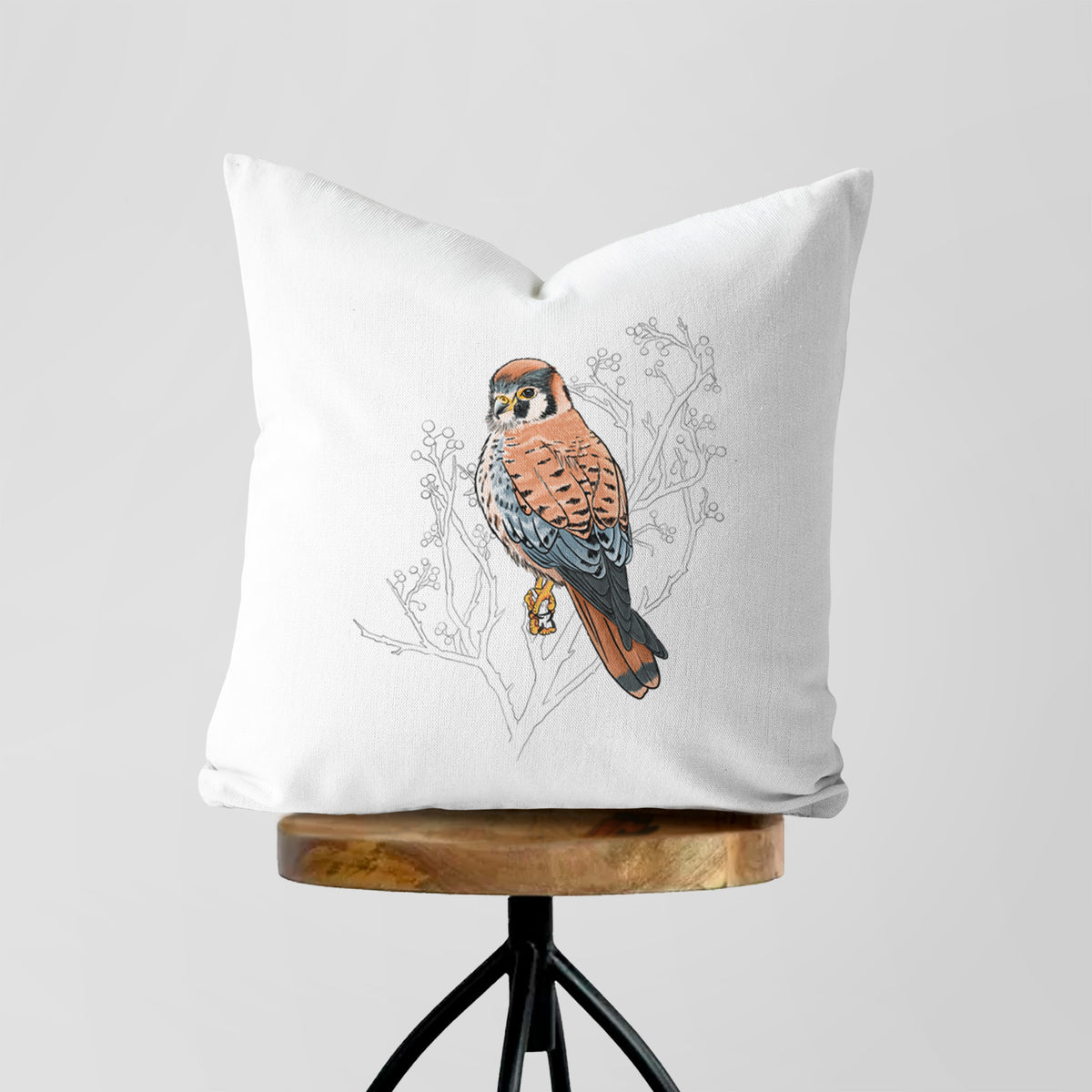 Vibrant American Kestrel - Falco sparverius - Throw Pillow Cover