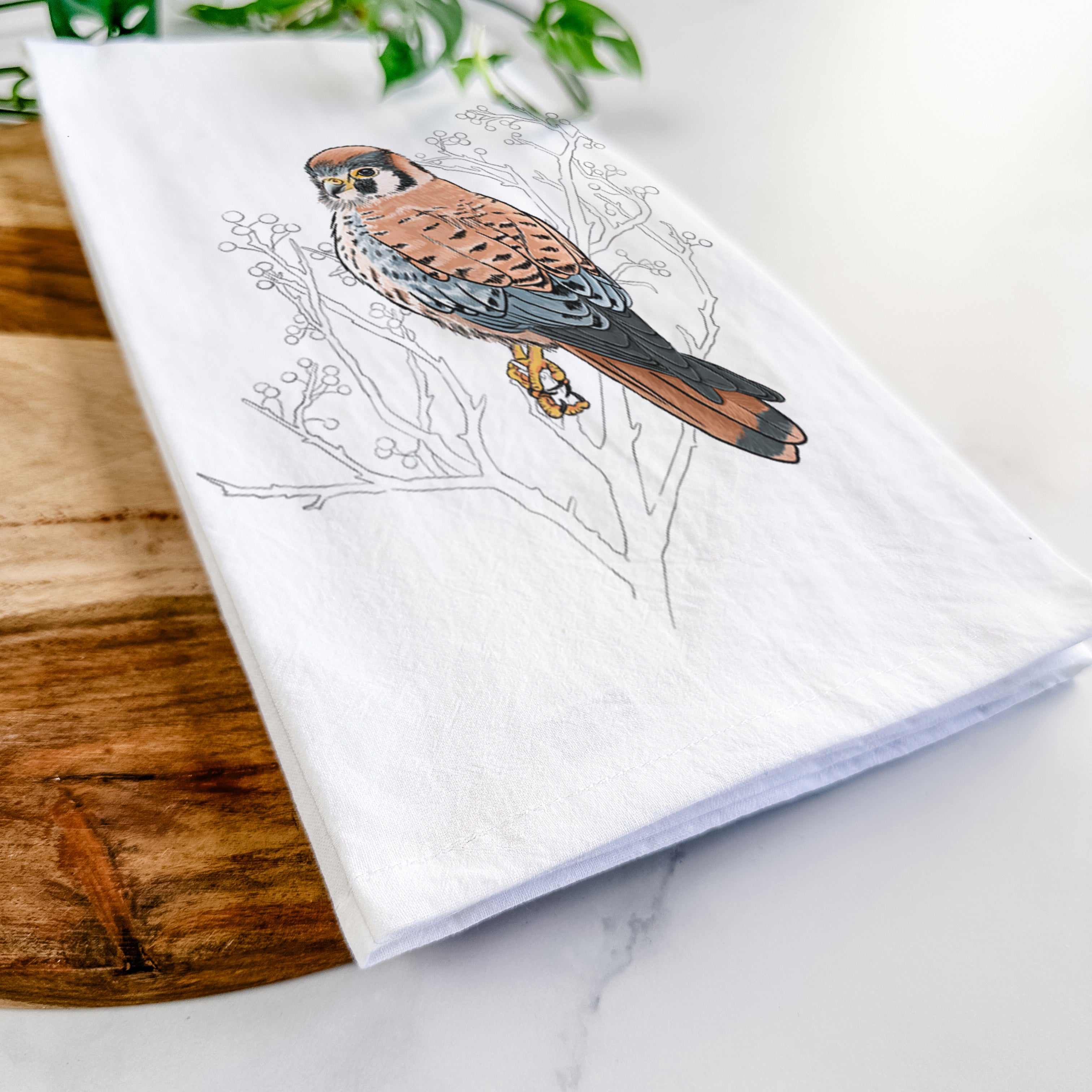 Vibrant American Kestrel - Falco sparverius Tea Towel