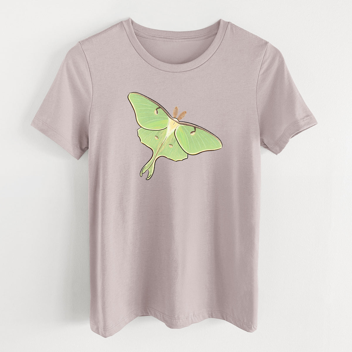 Vibrant Luna Moth - Actias luna - Women&#39;s Lightweight Relaxed Fit 100% Cotton Crewneck