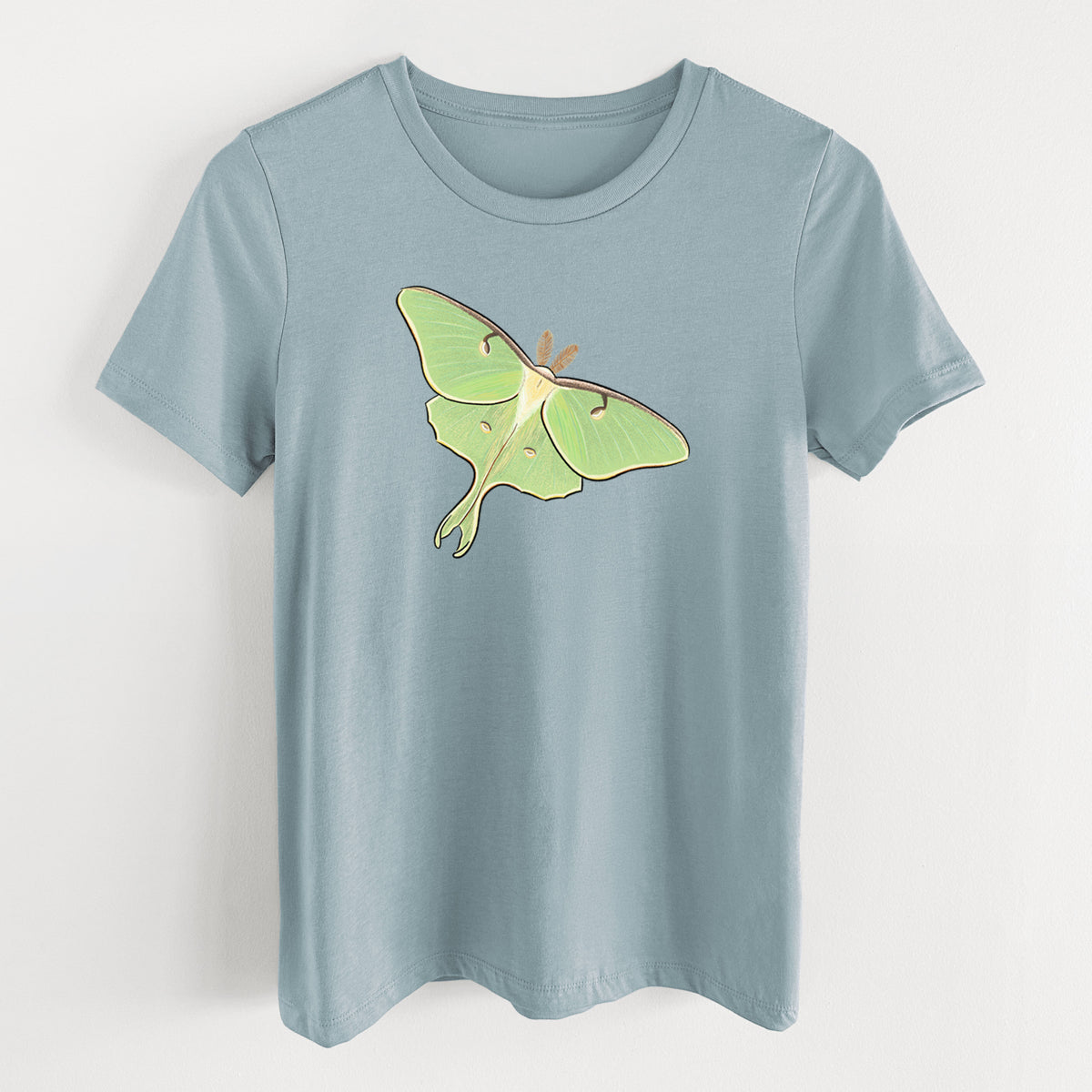 Vibrant Luna Moth - Actias luna - Women&#39;s Lightweight Relaxed Fit 100% Cotton Crewneck