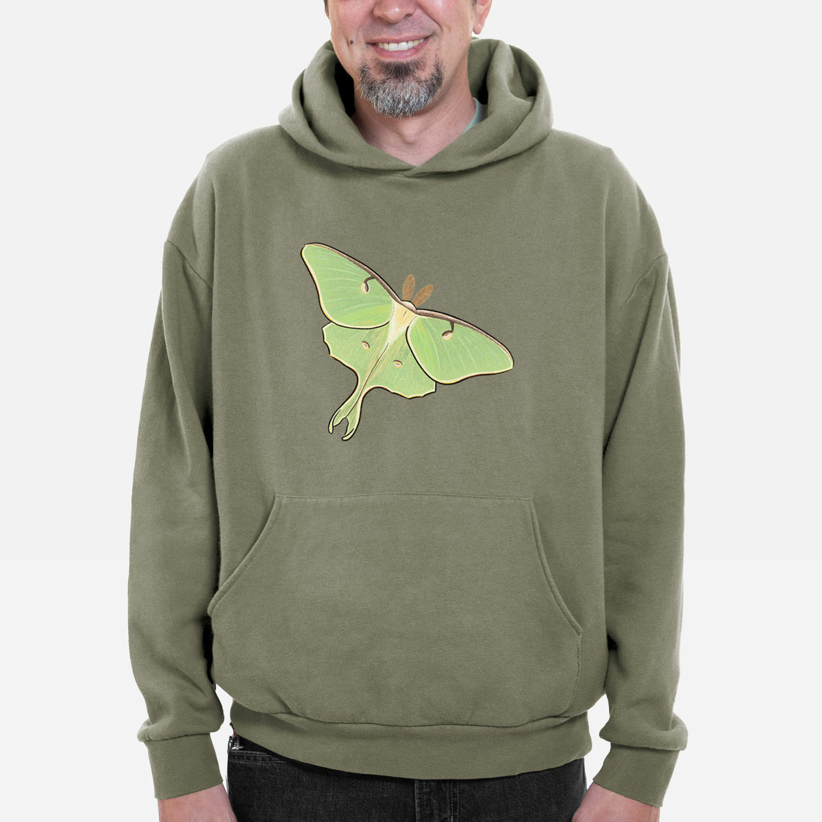 Vibrant Luna Moth - Actias luna  - Bodega Midweight Hoodie