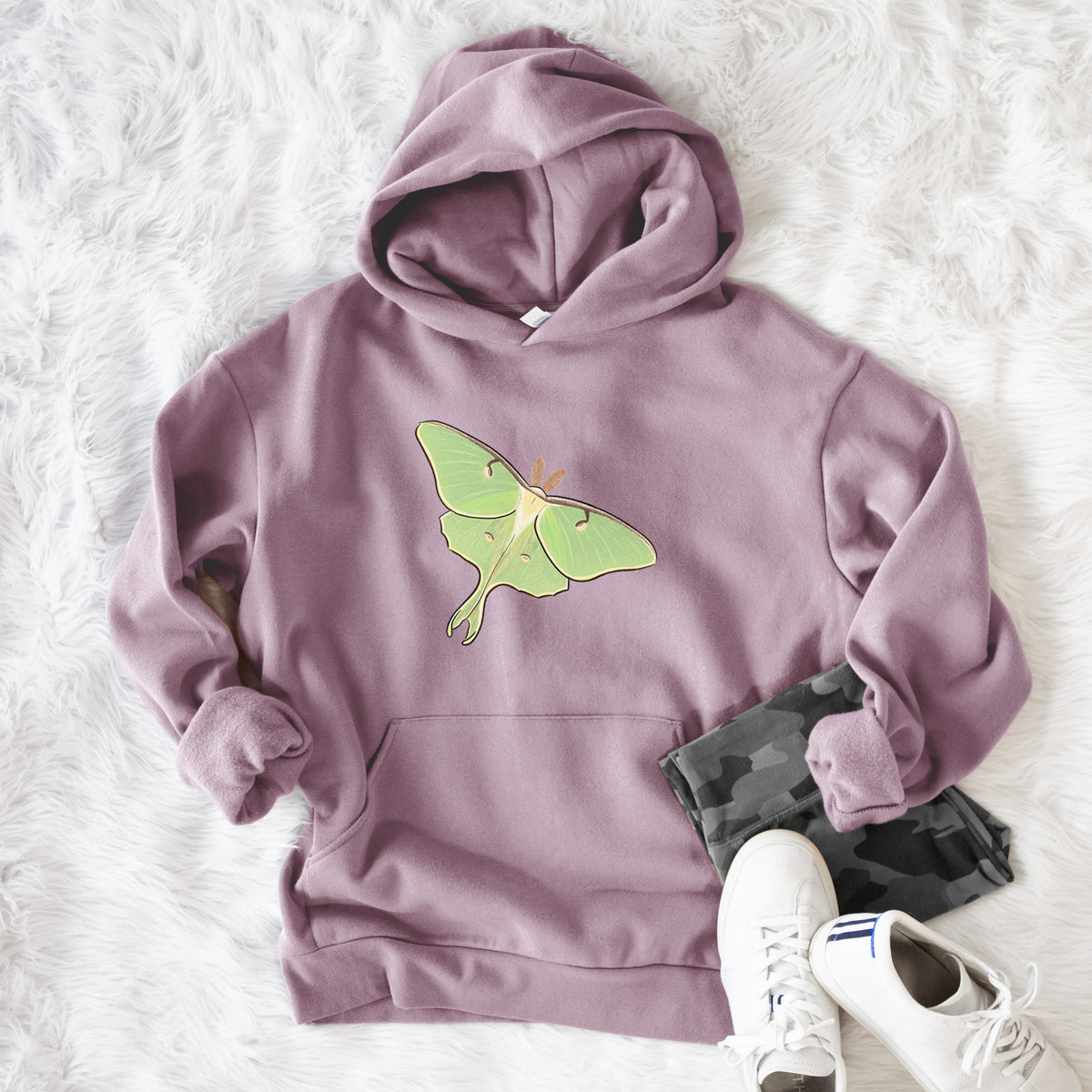 Vibrant Luna Moth - Actias luna  - Bodega Midweight Hoodie