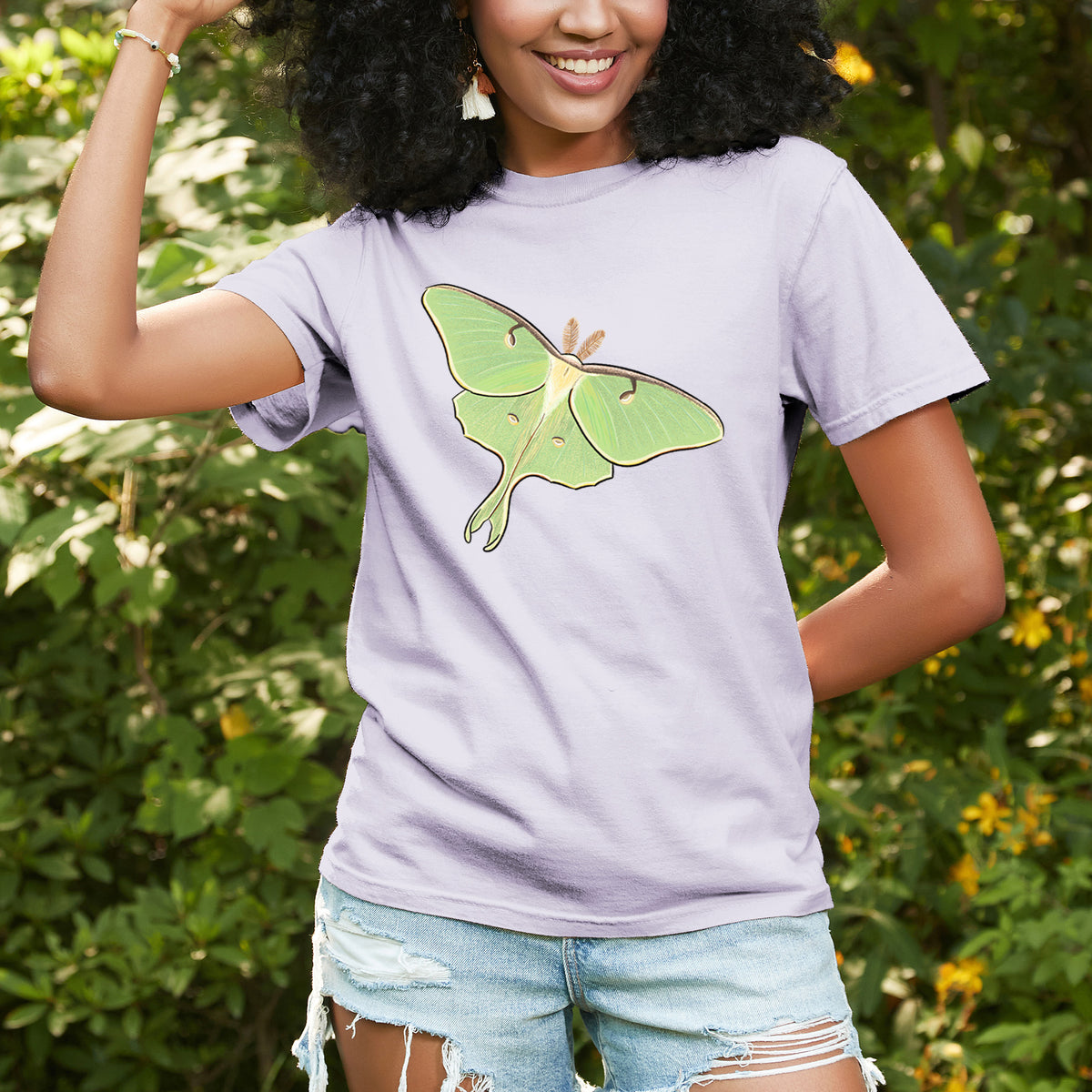 Vibrant Luna Moth - Actias luna - Unisex Comfort Colors Garment-Dyed Heavyweight T-shirt