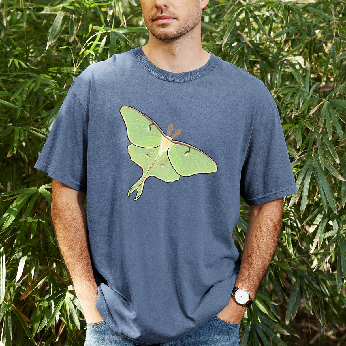 Vibrant Luna Moth - Actias luna - Unisex Comfort Colors Garment-Dyed Heavyweight T-shirt