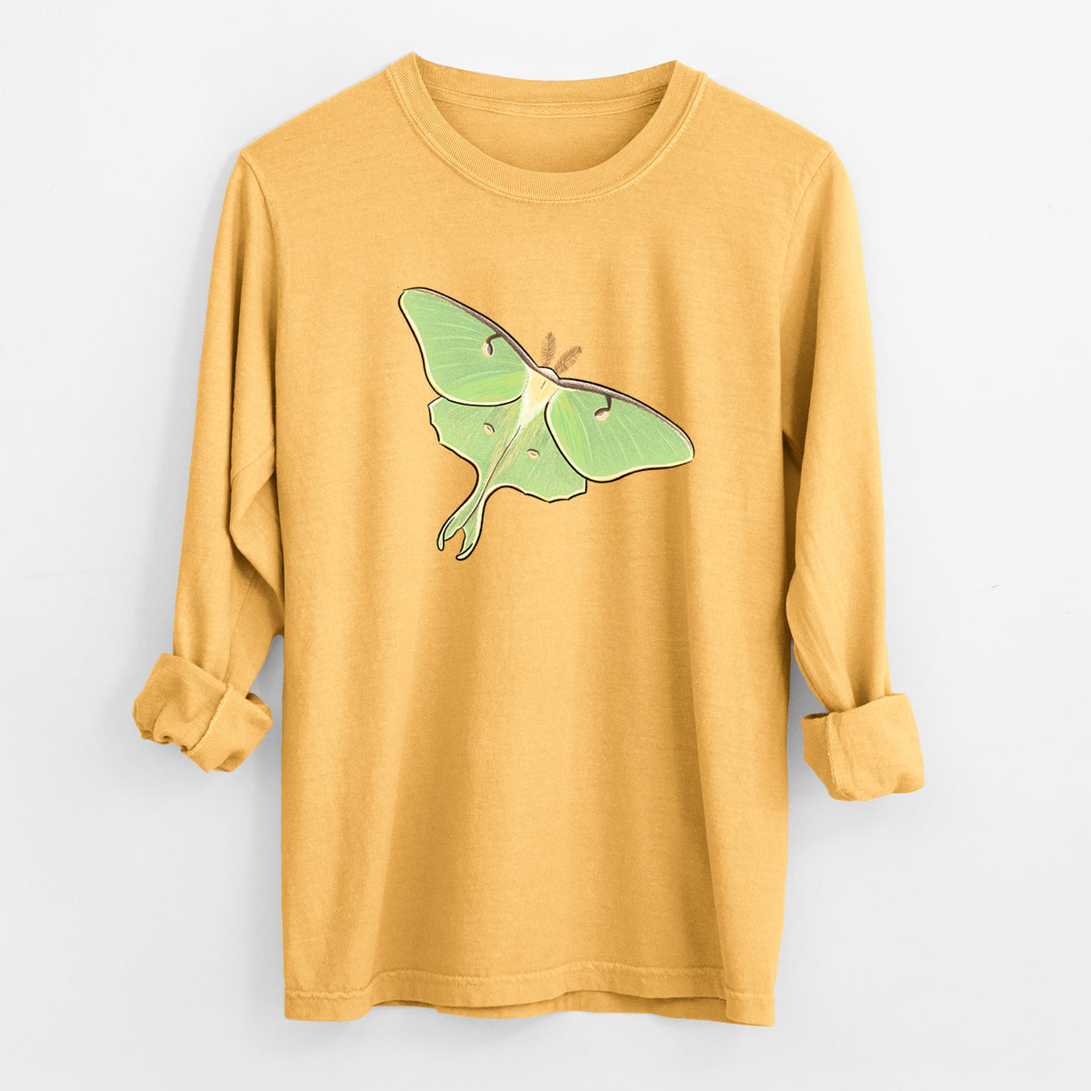 Vibrant Luna Moth - Actias luna - Unisex Comfort Colors 100% Cotton Long Sleeve