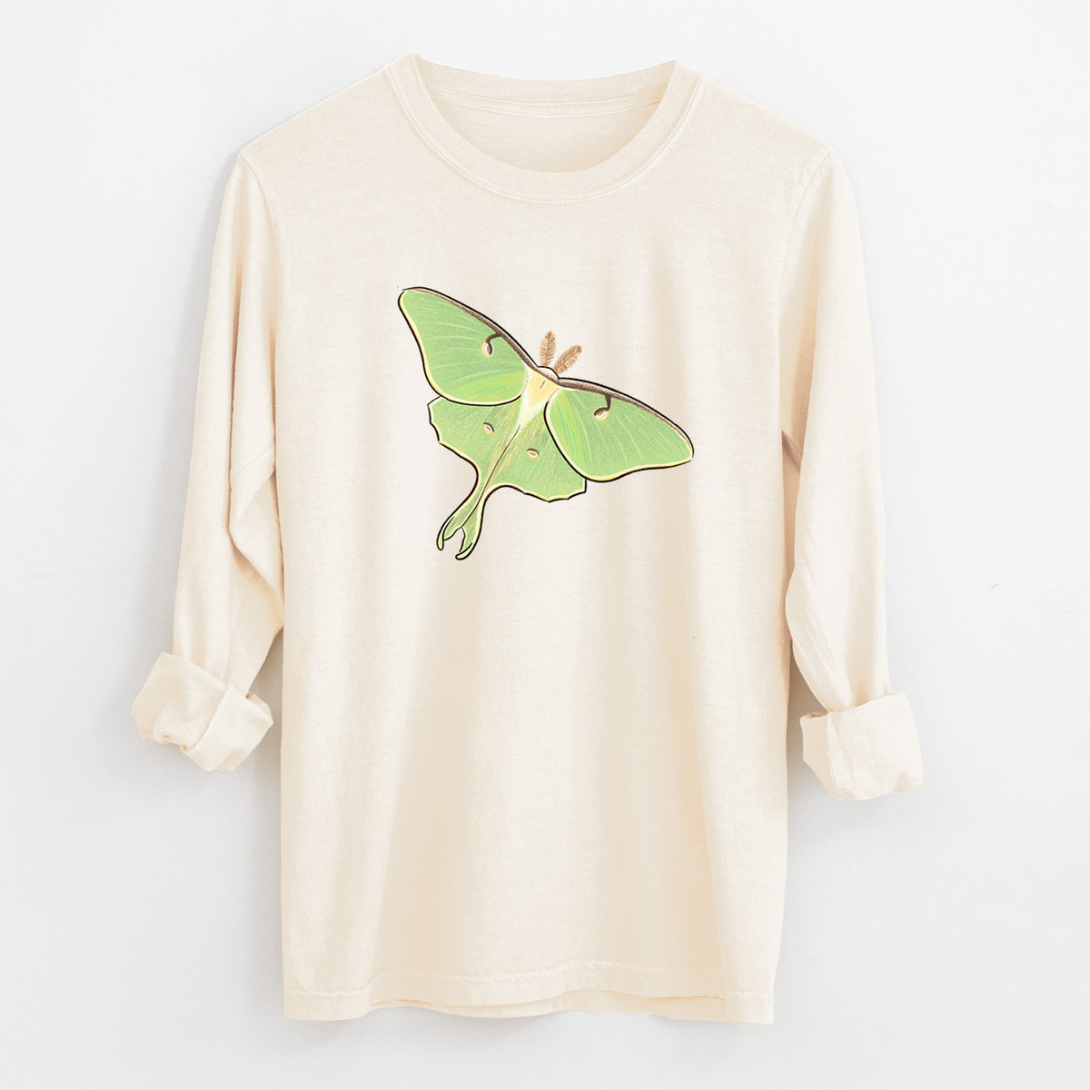 Vibrant Luna Moth - Actias luna - Unisex Comfort Colors 100% Cotton Long Sleeve