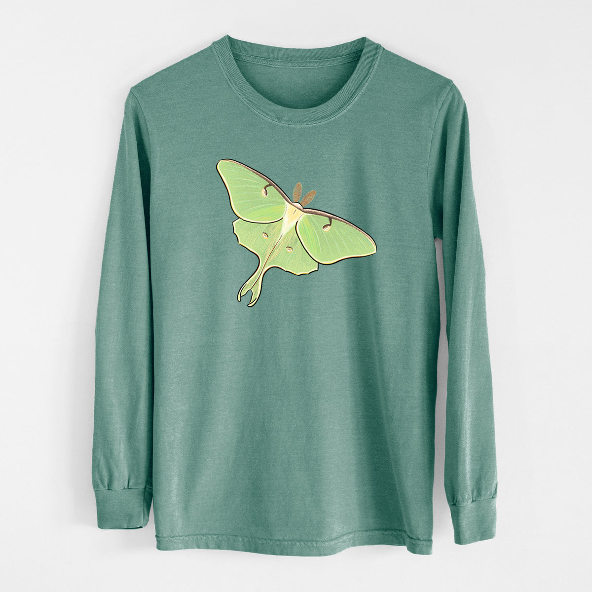 Vibrant Luna Moth - Actias luna - Unisex Comfort Colors 100% Cotton Long Sleeve