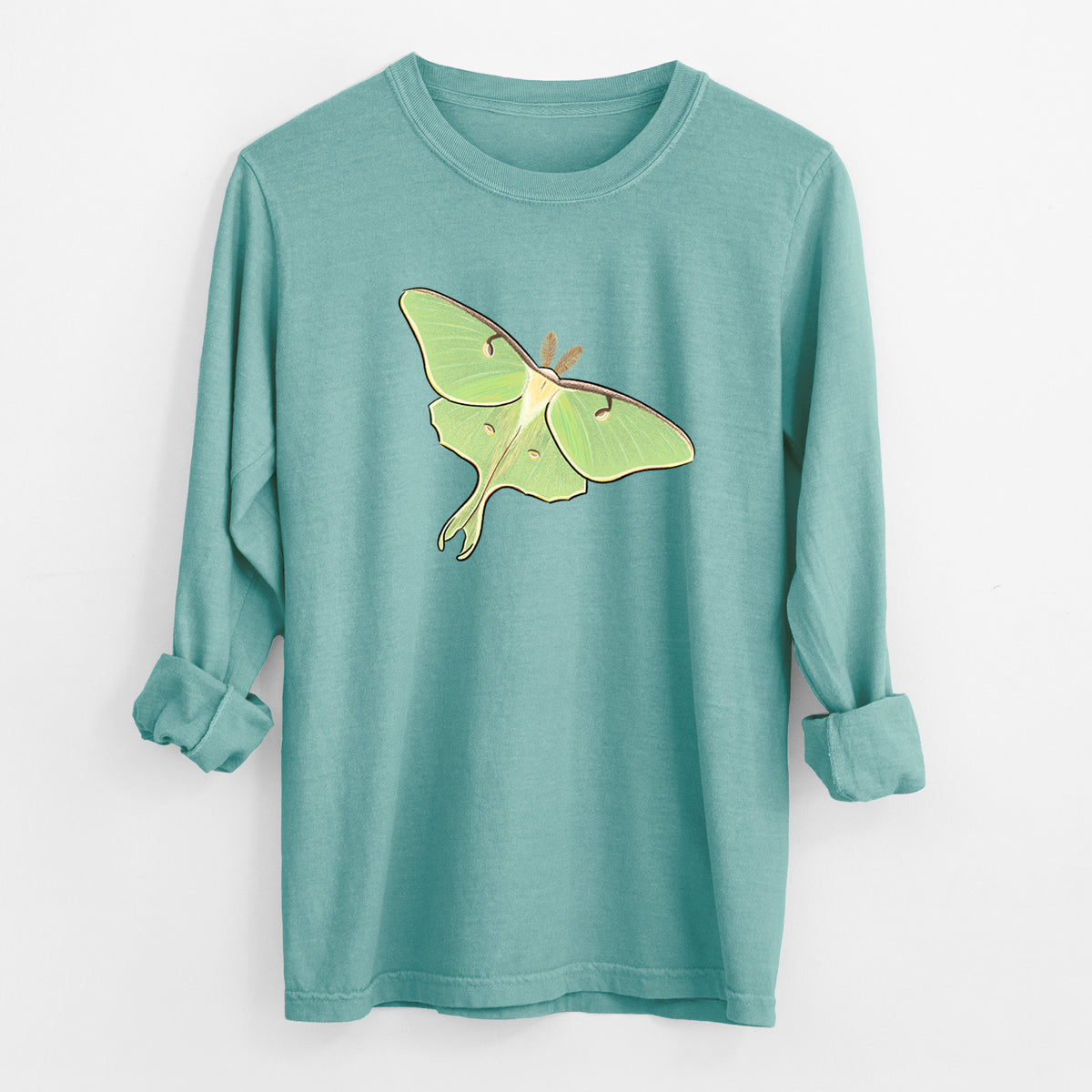 Vibrant Luna Moth - Actias luna - Unisex Comfort Colors 100% Cotton Long Sleeve