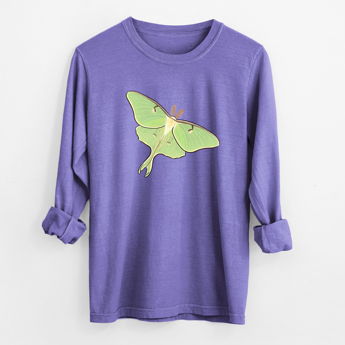 Vibrant Luna Moth - Actias luna - Unisex Comfort Colors 100% Cotton Long Sleeve