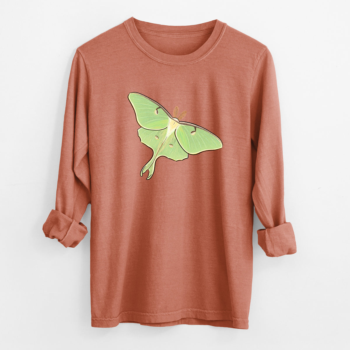 Vibrant Luna Moth - Actias luna - Unisex Comfort Colors 100% Cotton Long Sleeve