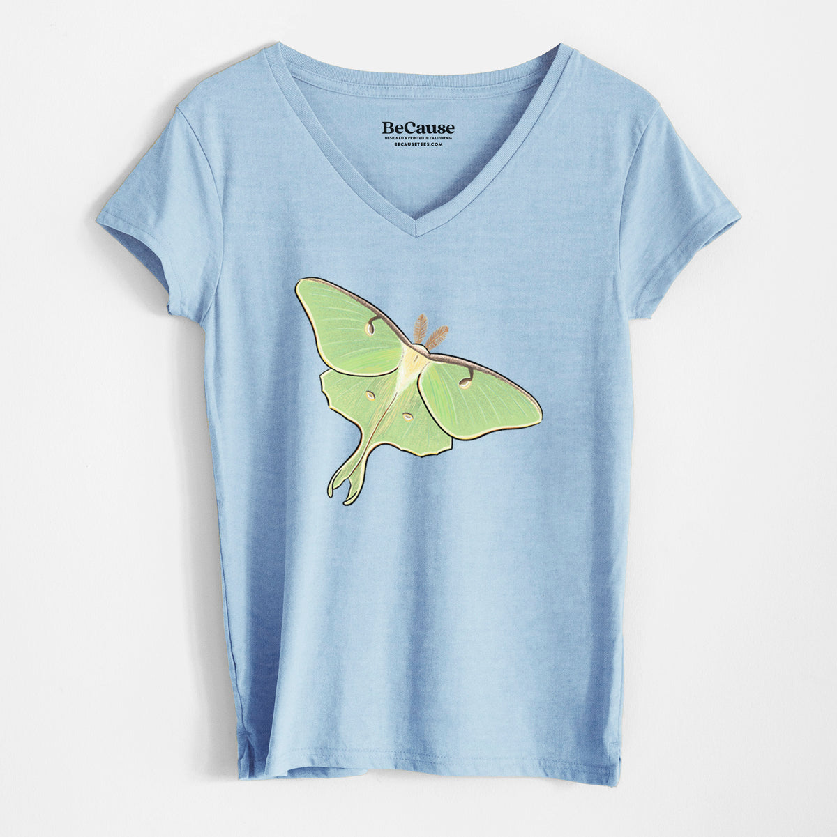 Vibrant Luna Moth - Actias luna - Women&#39;s 100% Recycled V-neck