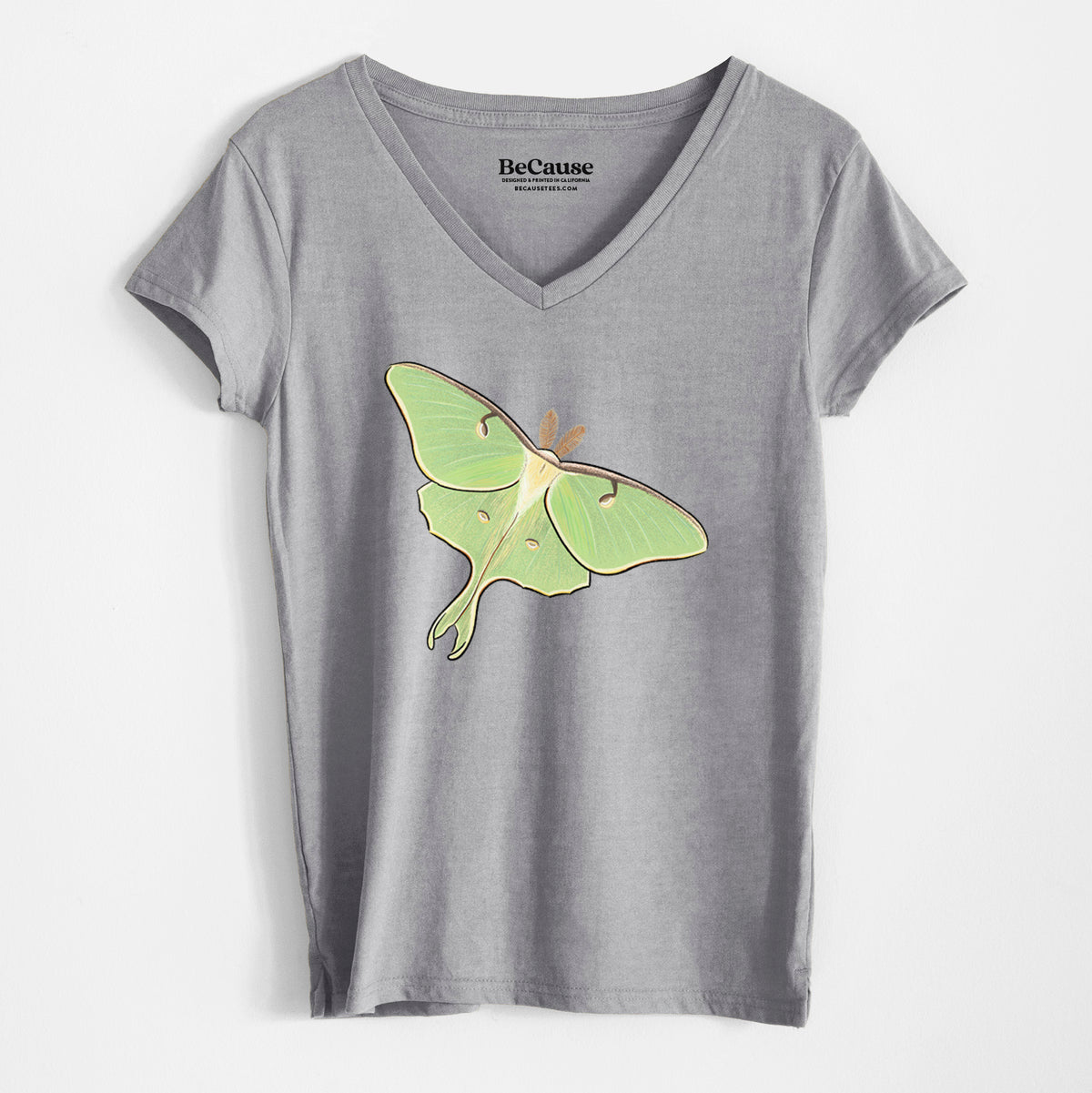 Vibrant Luna Moth - Actias luna - Women&#39;s 100% Recycled V-neck