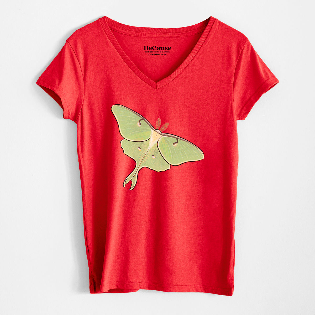 Vibrant Luna Moth - Actias luna - Women&#39;s 100% Recycled V-neck