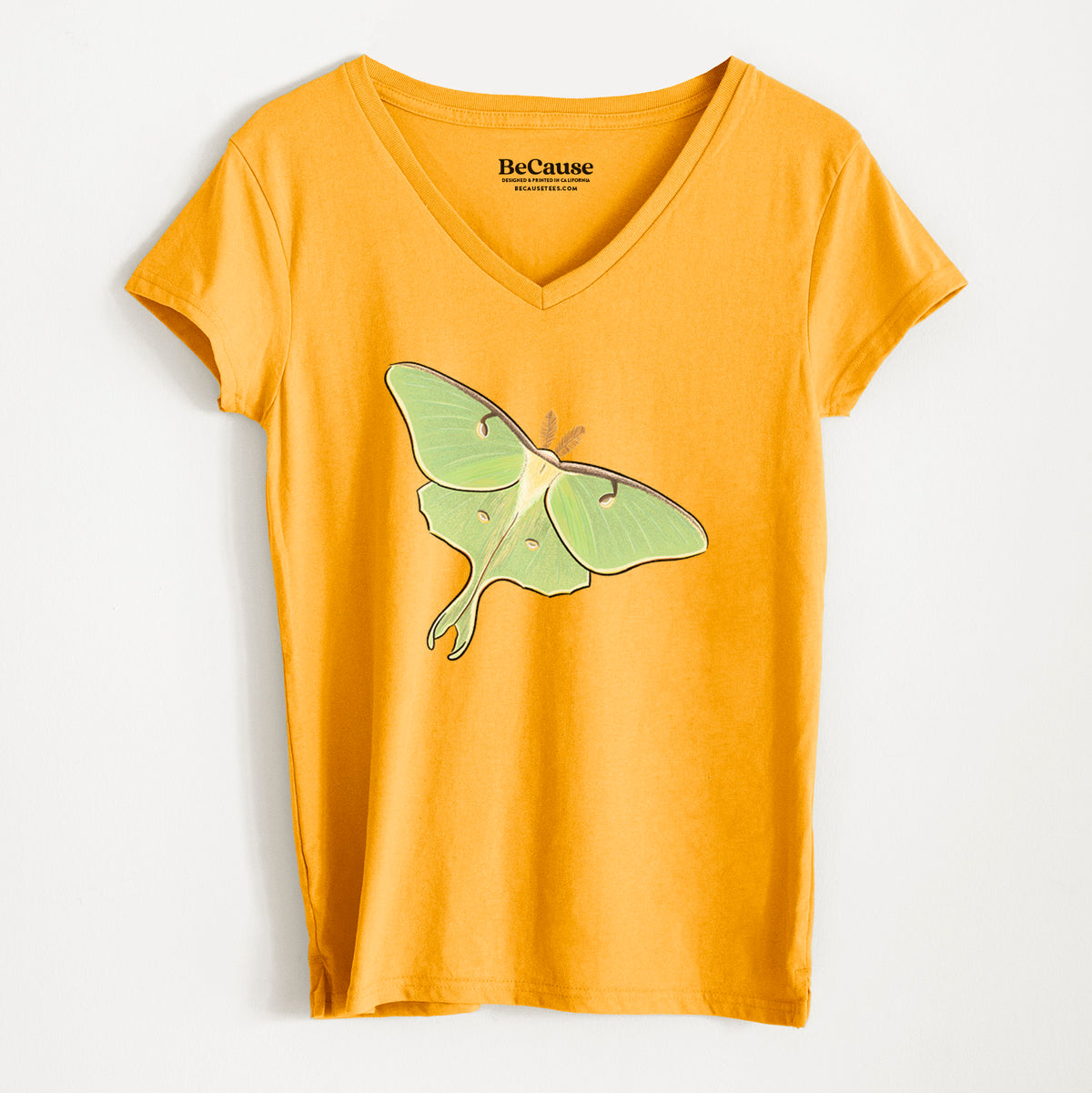 Vibrant Luna Moth - Actias luna - Women&#39;s 100% Recycled V-neck