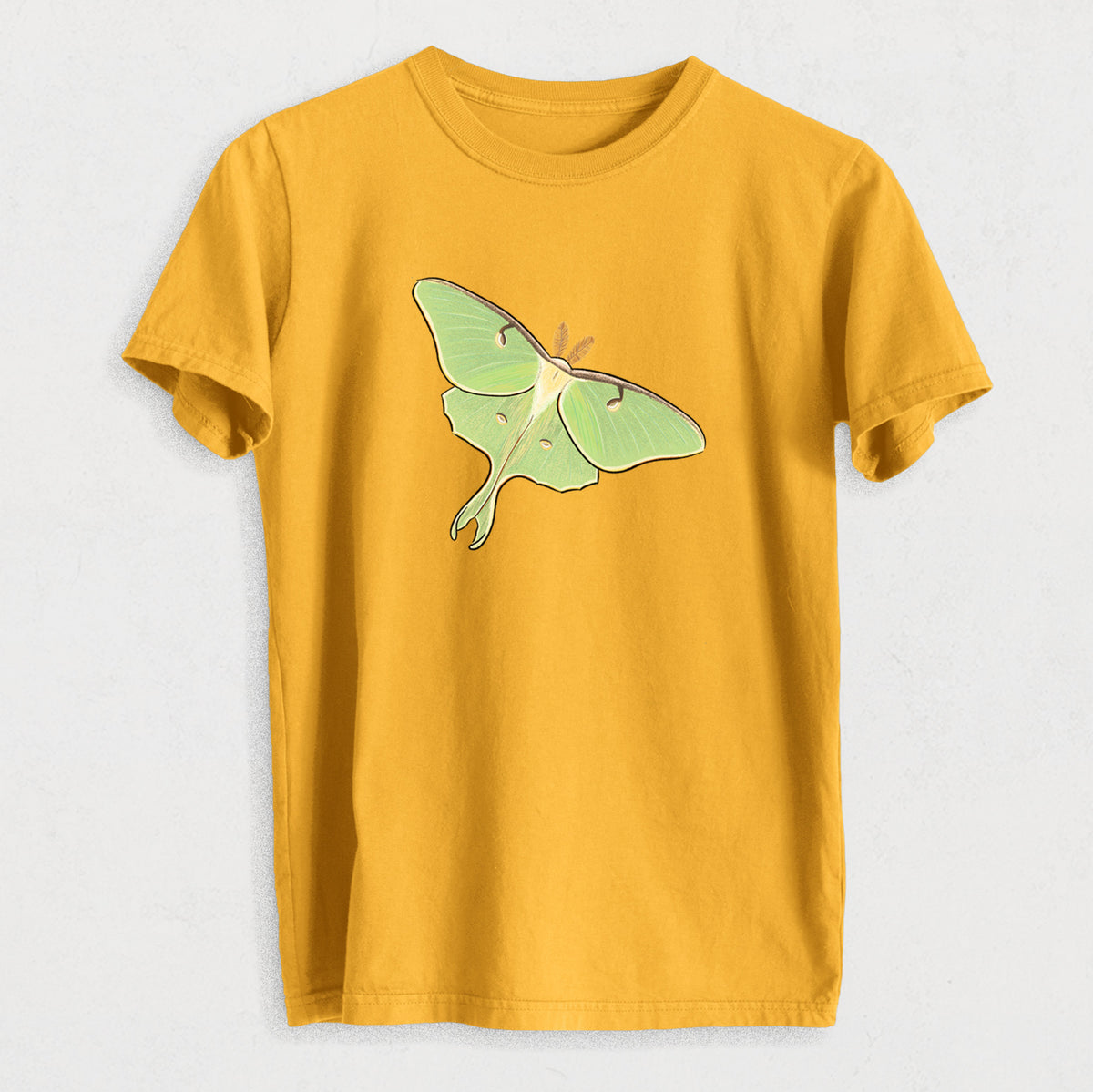 Vibrant Luna Moth - Actias luna - Heavyweight Men&#39;s 100% Organic Cotton Tee