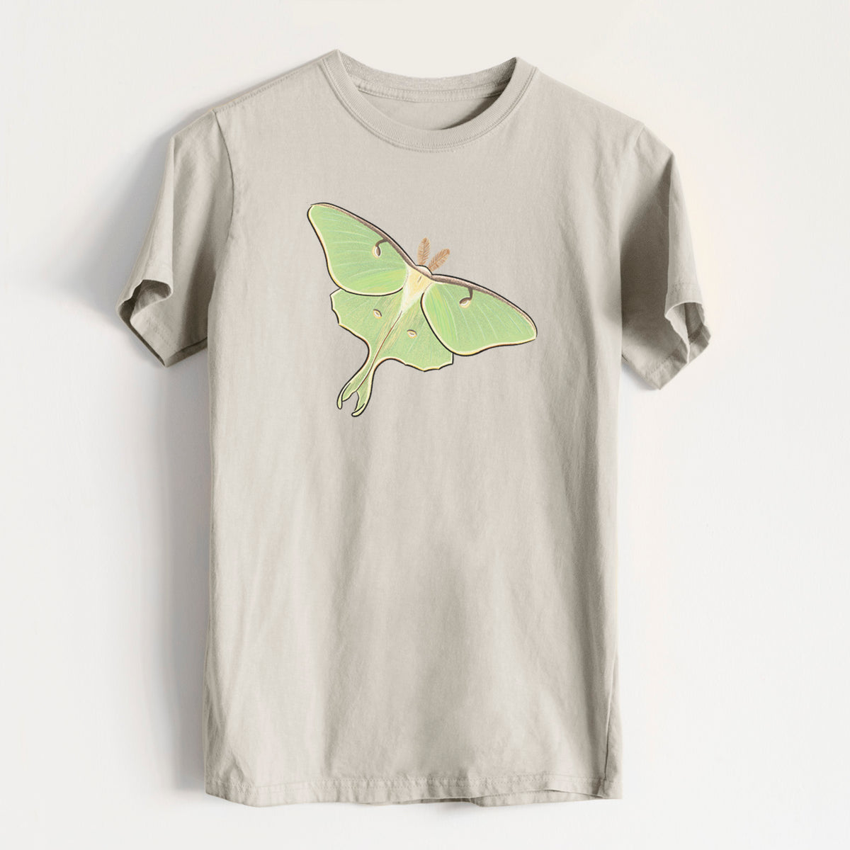 Vibrant Luna Moth - Actias luna - Heavyweight Men&#39;s 100% Organic Cotton Tee