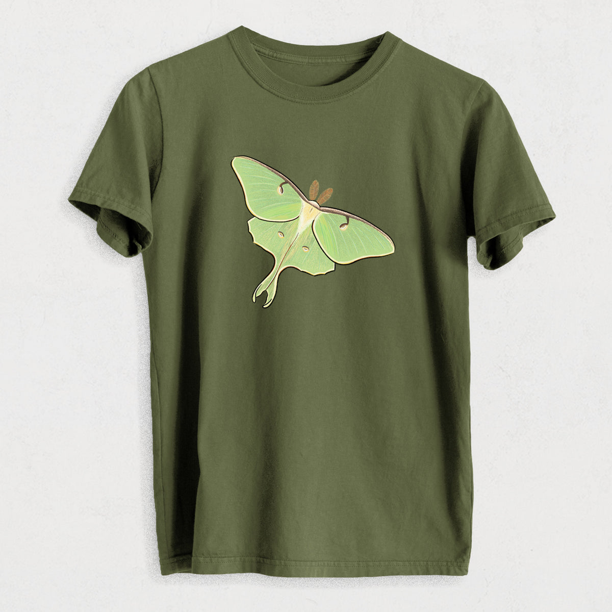 Vibrant Luna Moth - Actias luna - Heavyweight Men&#39;s 100% Organic Cotton Tee