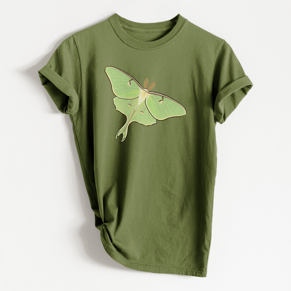 Vibrant Luna Moth - Actias luna - Heavyweight Men&#39;s 100% Organic Cotton Tee