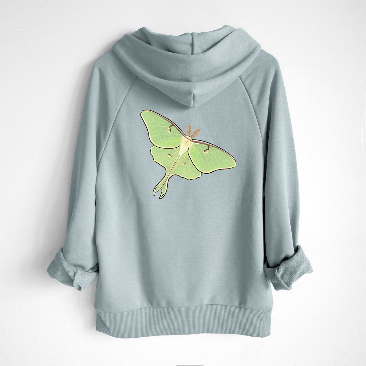 Vibrant Luna Moth - Actias luna - UltraLuxe Heavyweight French Terry Hoodie