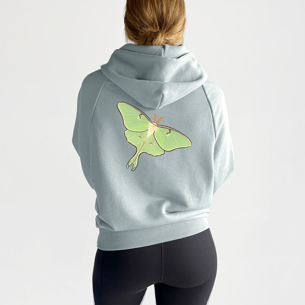 Vibrant Luna Moth - Actias luna - UltraLuxe Heavyweight French Terry Hoodie