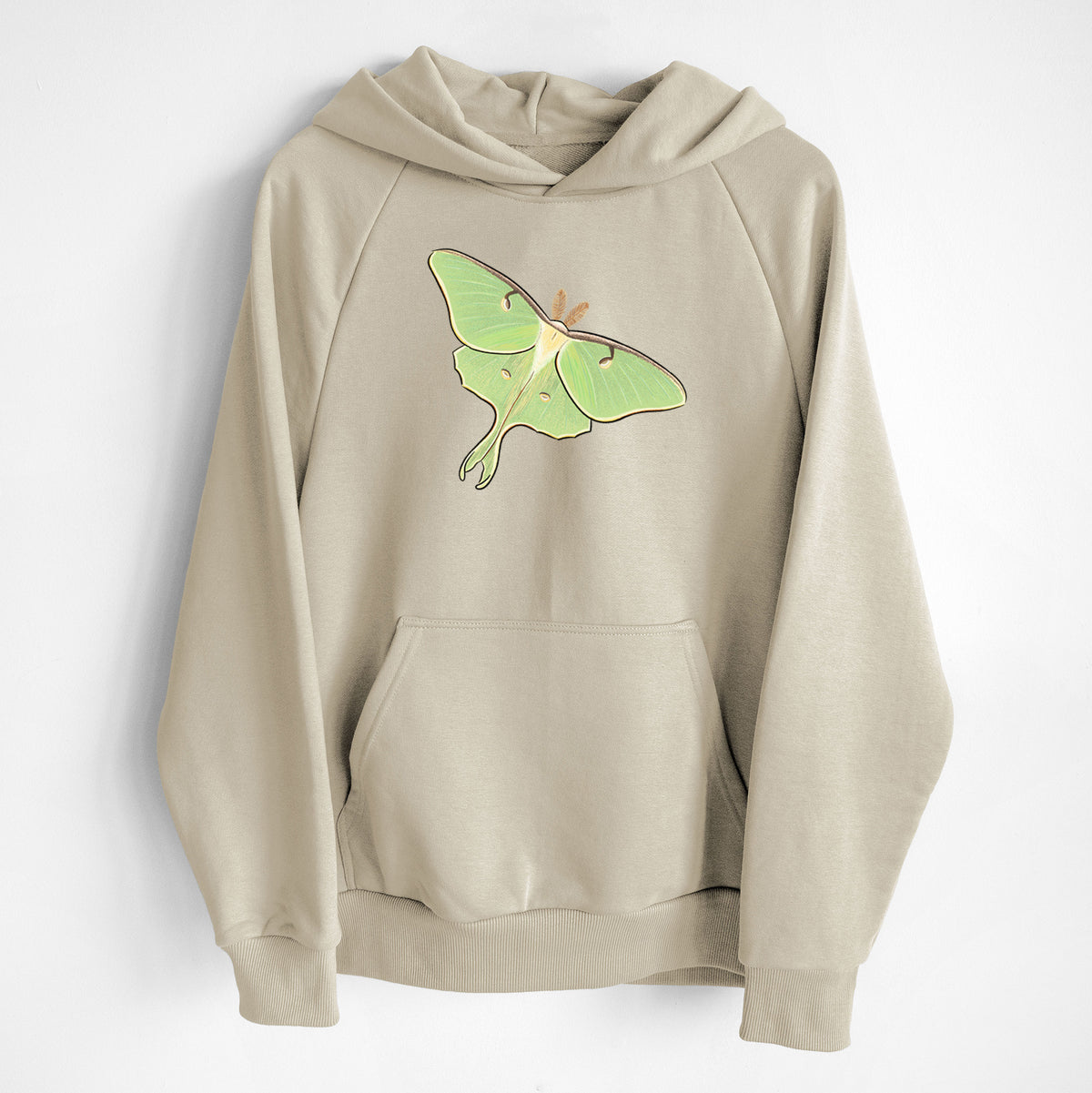 Vibrant Luna Moth - Actias luna - UltraLuxe Heavyweight French Terry Hoodie