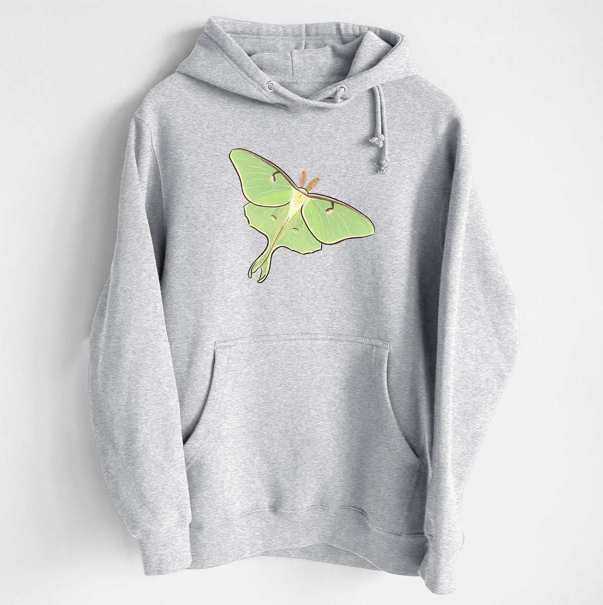 Vibrant Luna Moth - Actias luna - Heavyweight Fleece Hoodie