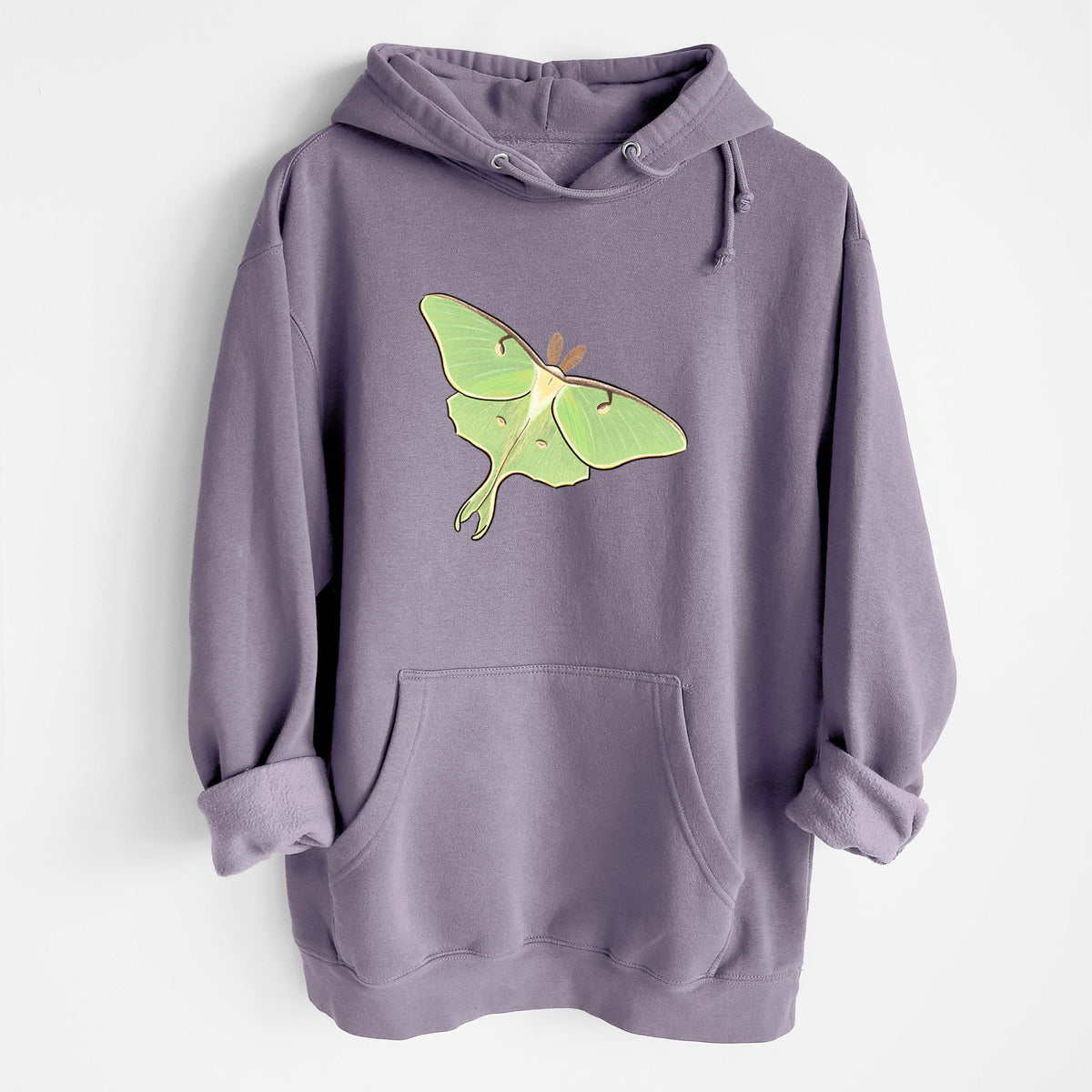 Vibrant Luna Moth - Actias luna - Heavyweight Fleece Hoodie