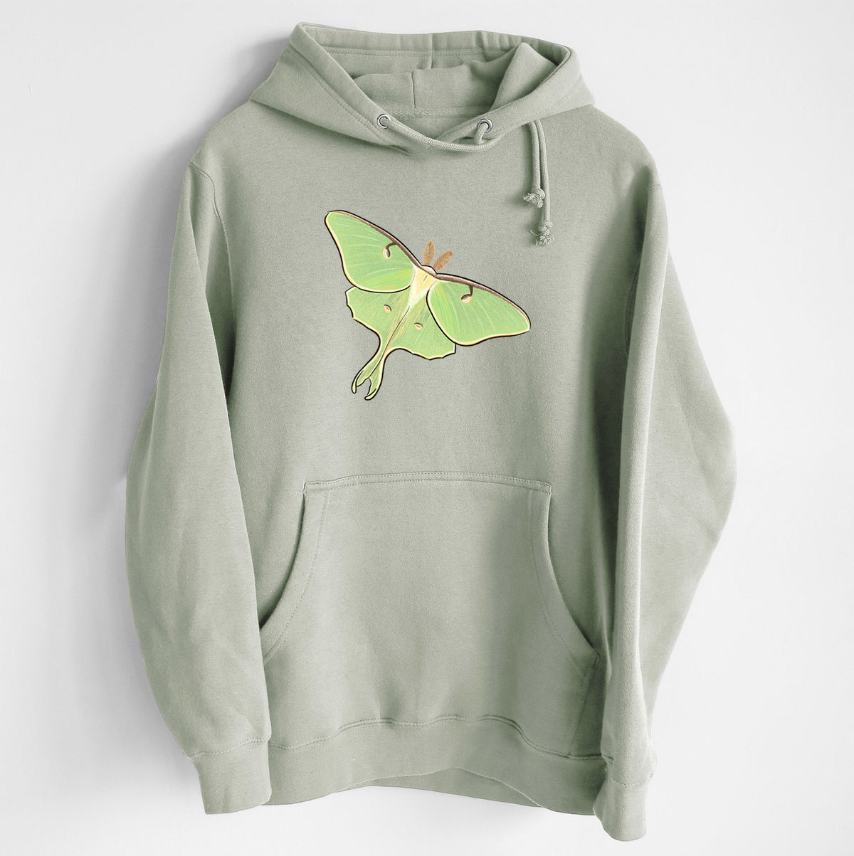 Vibrant Luna Moth - Actias luna - Heavyweight Fleece Hoodie