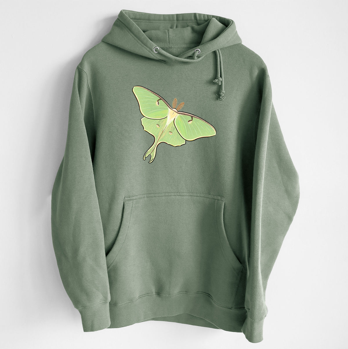 Vibrant Luna Moth - Actias luna - Heavyweight Fleece Hoodie