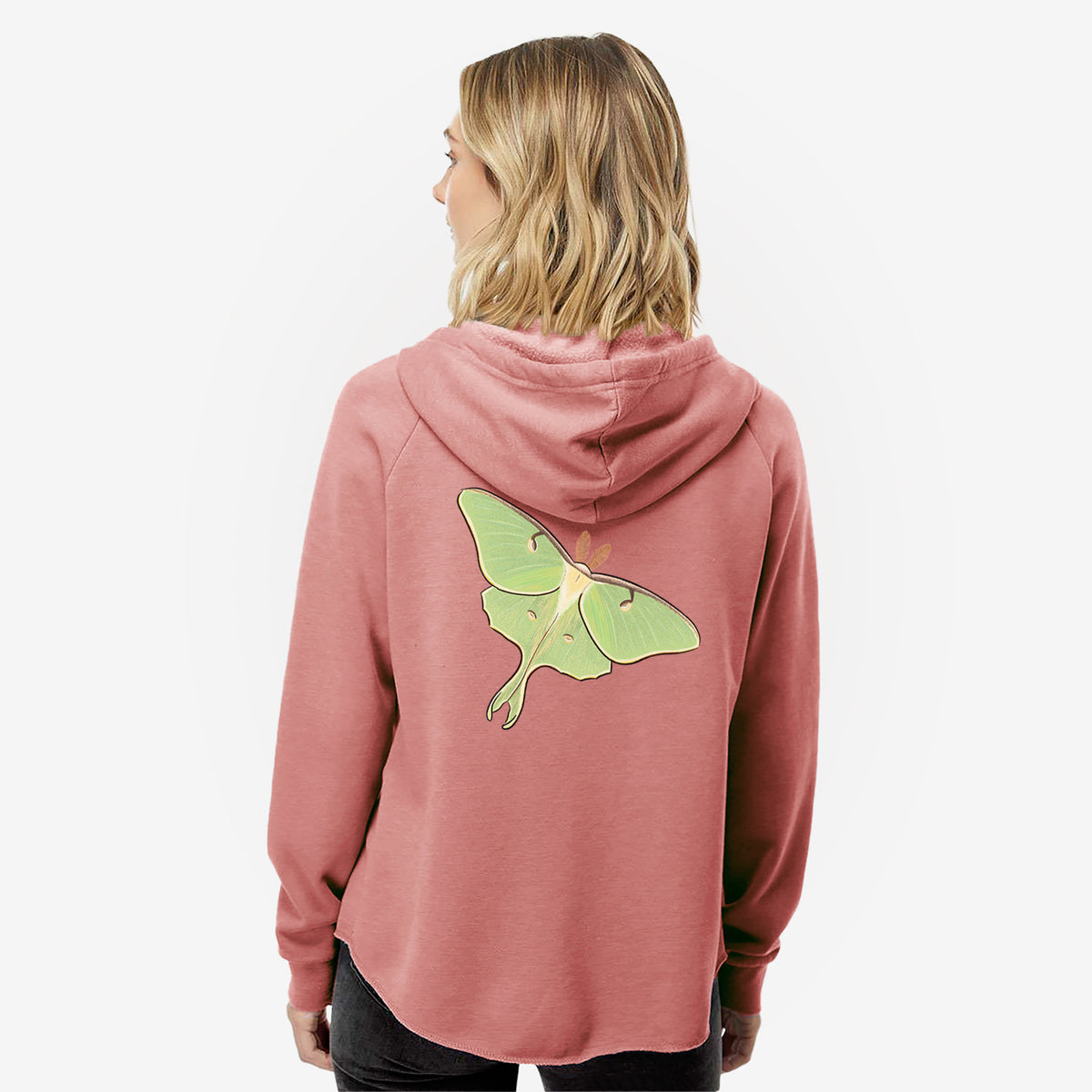 Vibrant Luna Moth - Actias luna - Women&#39;s Cali Wave Zip-Up Sweatshirt