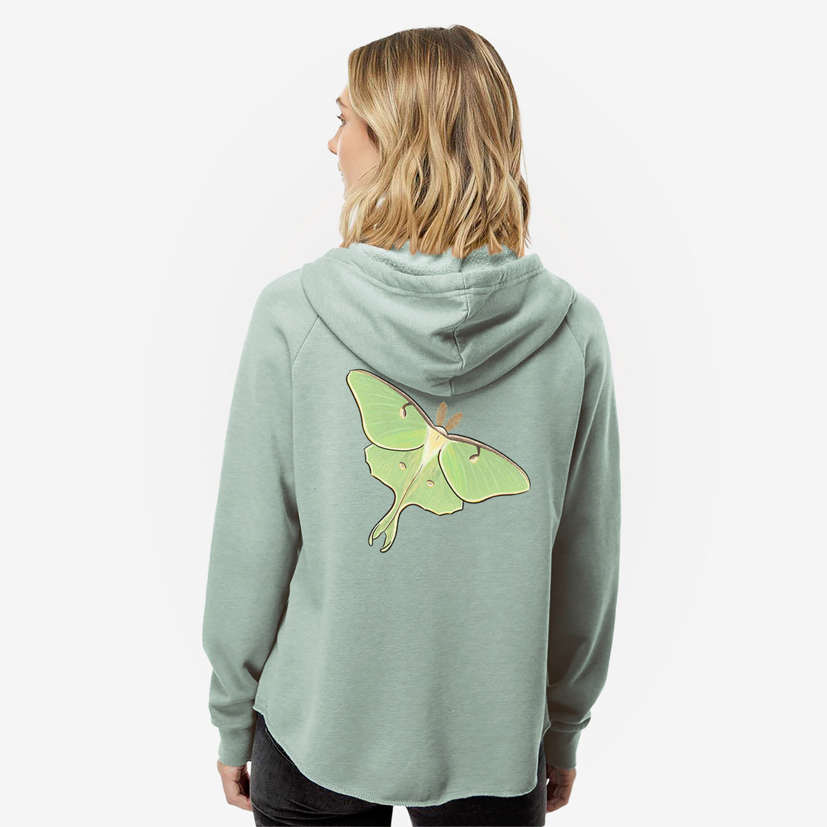 Vibrant Luna Moth - Actias luna - Women&#39;s Cali Wave Zip-Up Sweatshirt