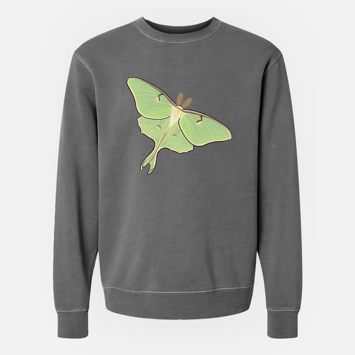 Vibrant Luna Moth - Actias luna - Unisex Pigment Dyed Crew Sweatshirt