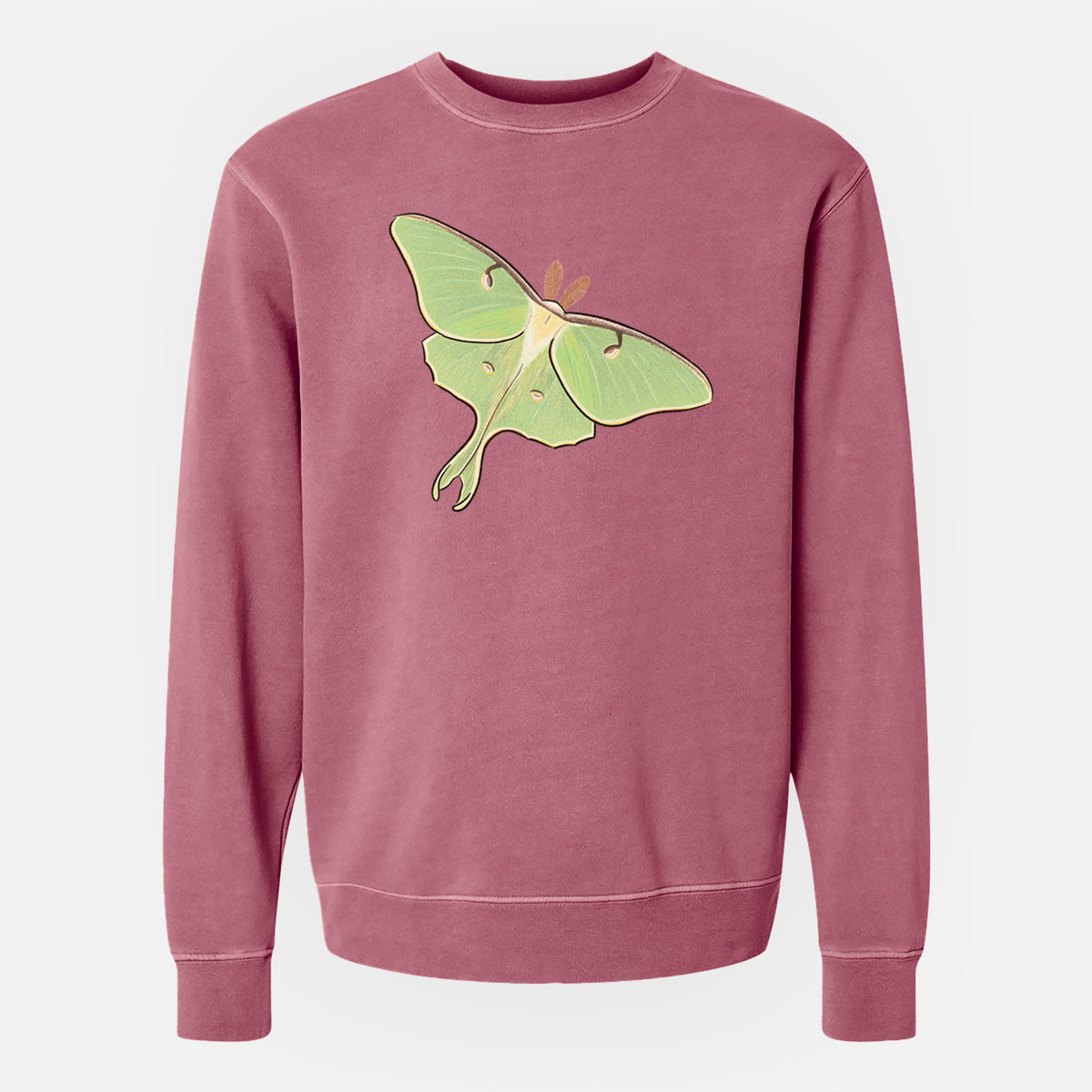 Vibrant Luna Moth - Actias luna - Unisex Pigment Dyed Crew Sweatshirt