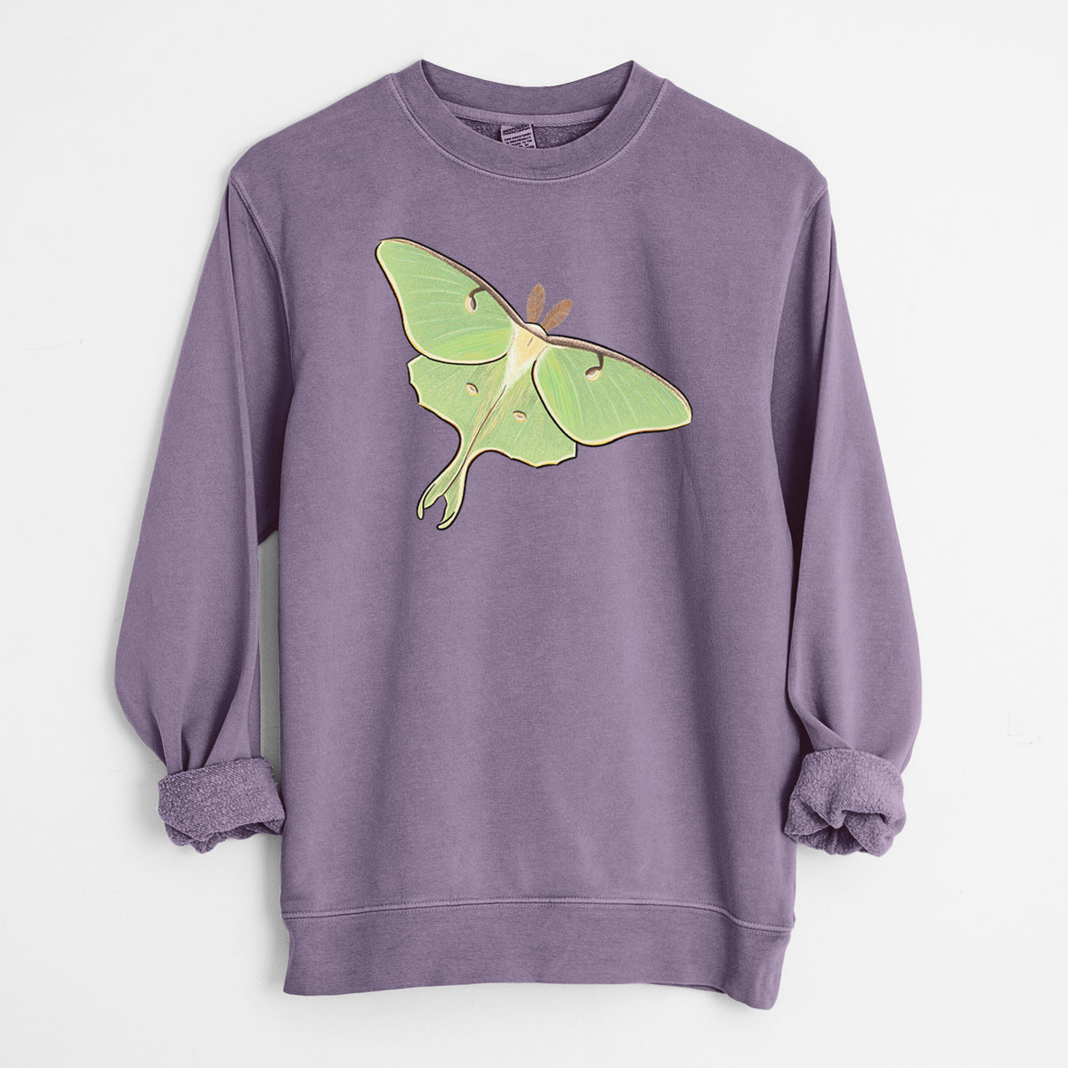 Vibrant Luna Moth - Actias luna - Unisex Pigment Dyed Crew Sweatshirt