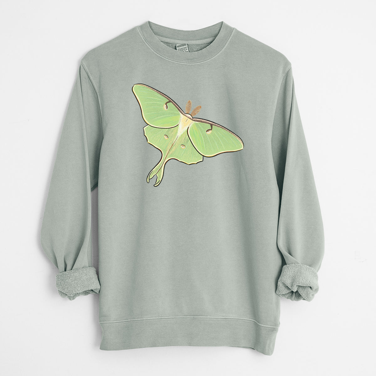 Vibrant Luna Moth - Actias luna - Unisex Pigment Dyed Crew Sweatshirt