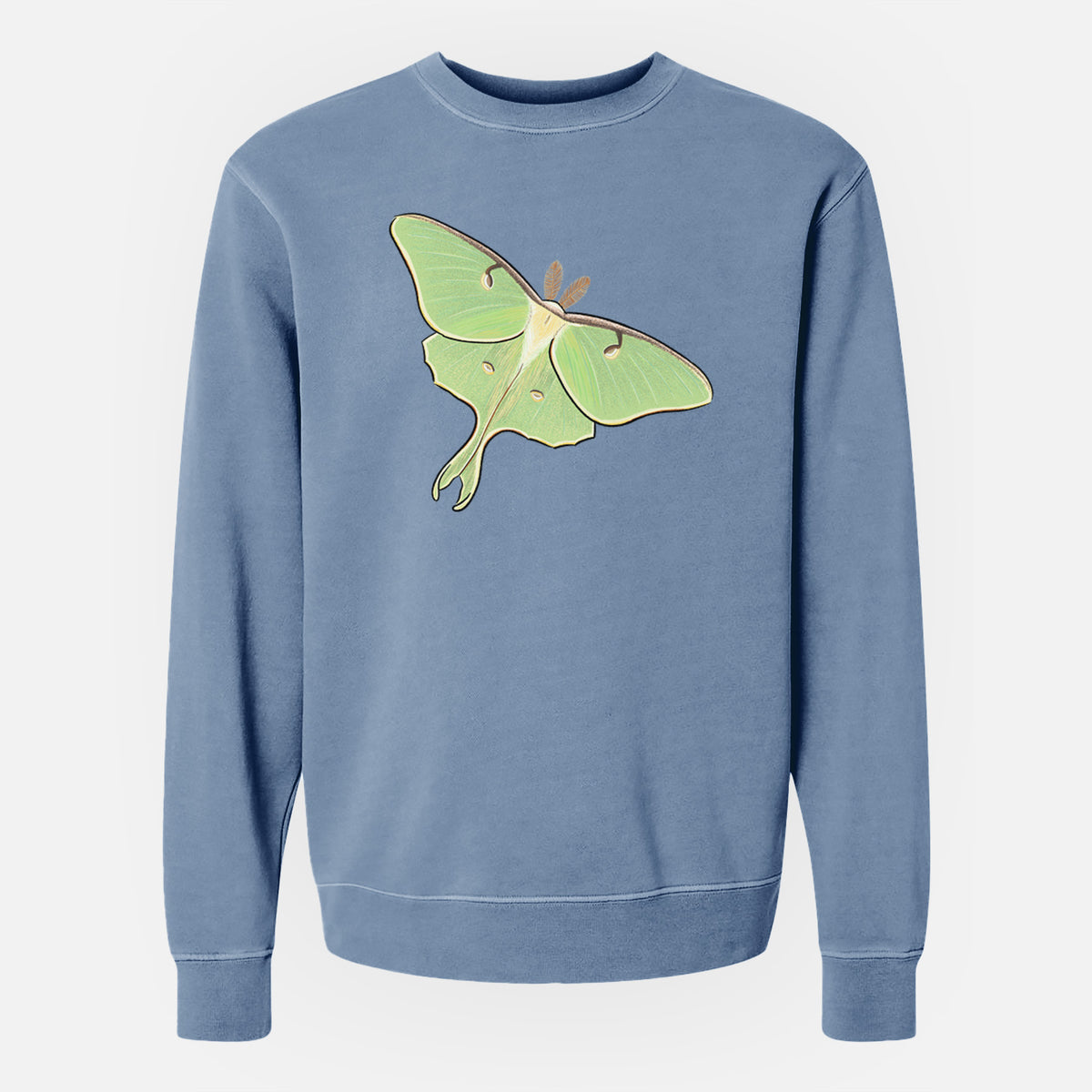 Vibrant Luna Moth - Actias luna - Unisex Pigment Dyed Crew Sweatshirt