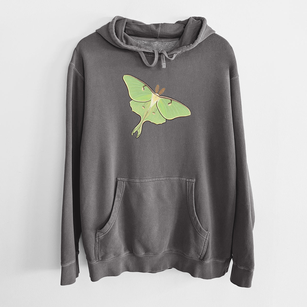 Vibrant Luna Moth - Actias luna - Unisex Pigment Dyed Hoodie