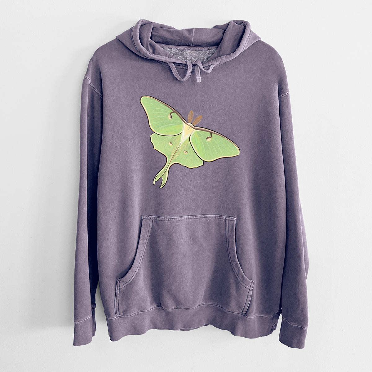 Vibrant Luna Moth - Actias luna - Unisex Pigment Dyed Hoodie