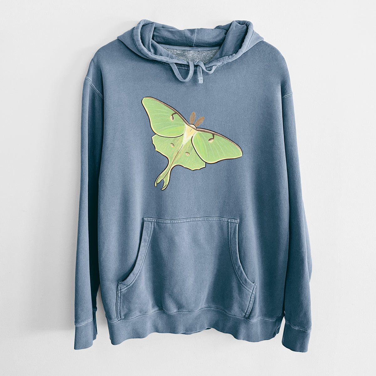 Vibrant Luna Moth - Actias luna - Unisex Pigment Dyed Hoodie