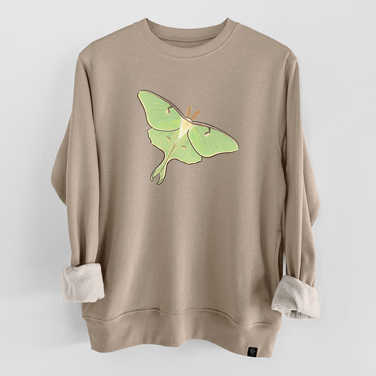 Vibrant Luna Moth - Actias luna  - Unisex Reclaimed Crewneck Sweatshirt