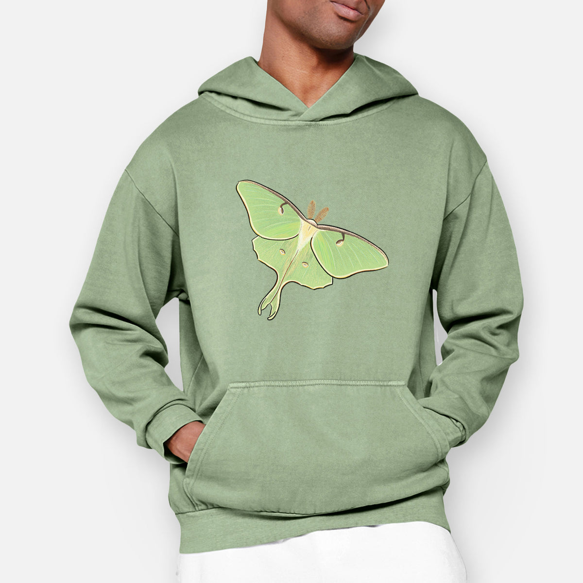 Vibrant Luna Moth - Actias luna  - Urban Heavyweight Hoodie