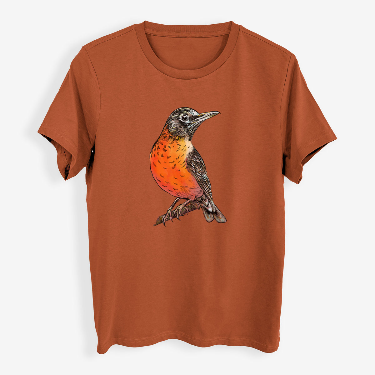 Vibrant American Robin - Turdus migratorius - Womens Everyday Maple Tee