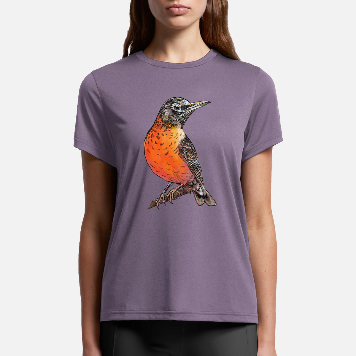 Vibrant American Robin - Turdus migratorius - Womens Everyday Maple Tee