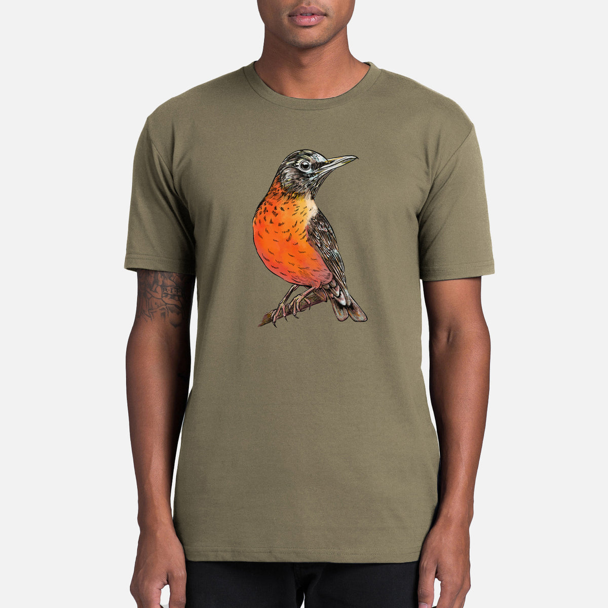 Vibrant American Robin - Turdus migratorius - Mens Everyday Staple Tee