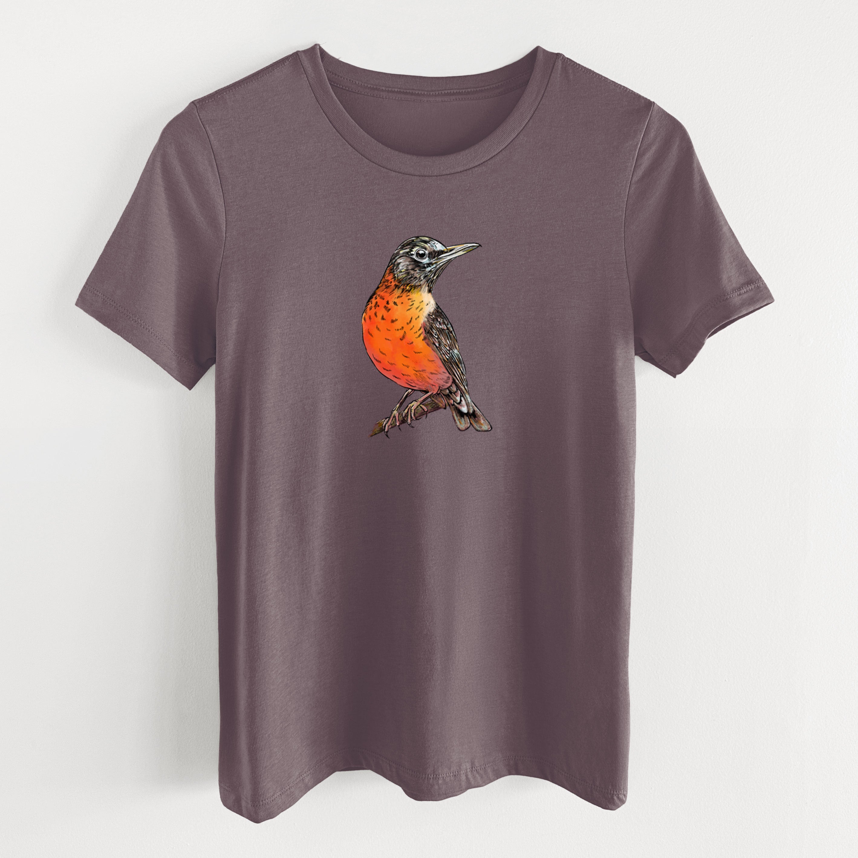 Vibrant American Robin - Turdus migratorius - Women's Lightweight Relaxed Fit 100% Cotton Crewneck