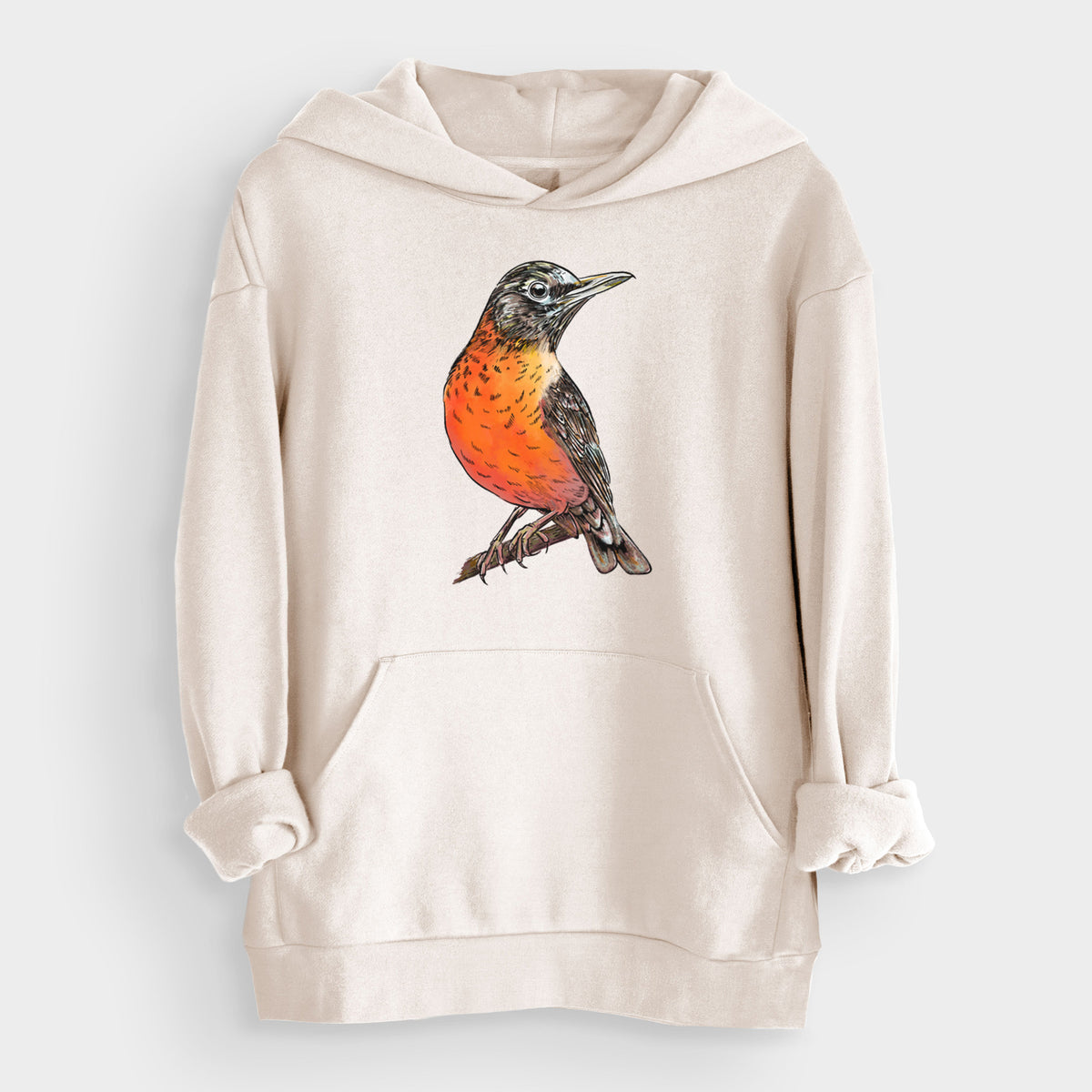 Vibrant American Robin - Turdus migratorius  - Bodega Midweight Hoodie