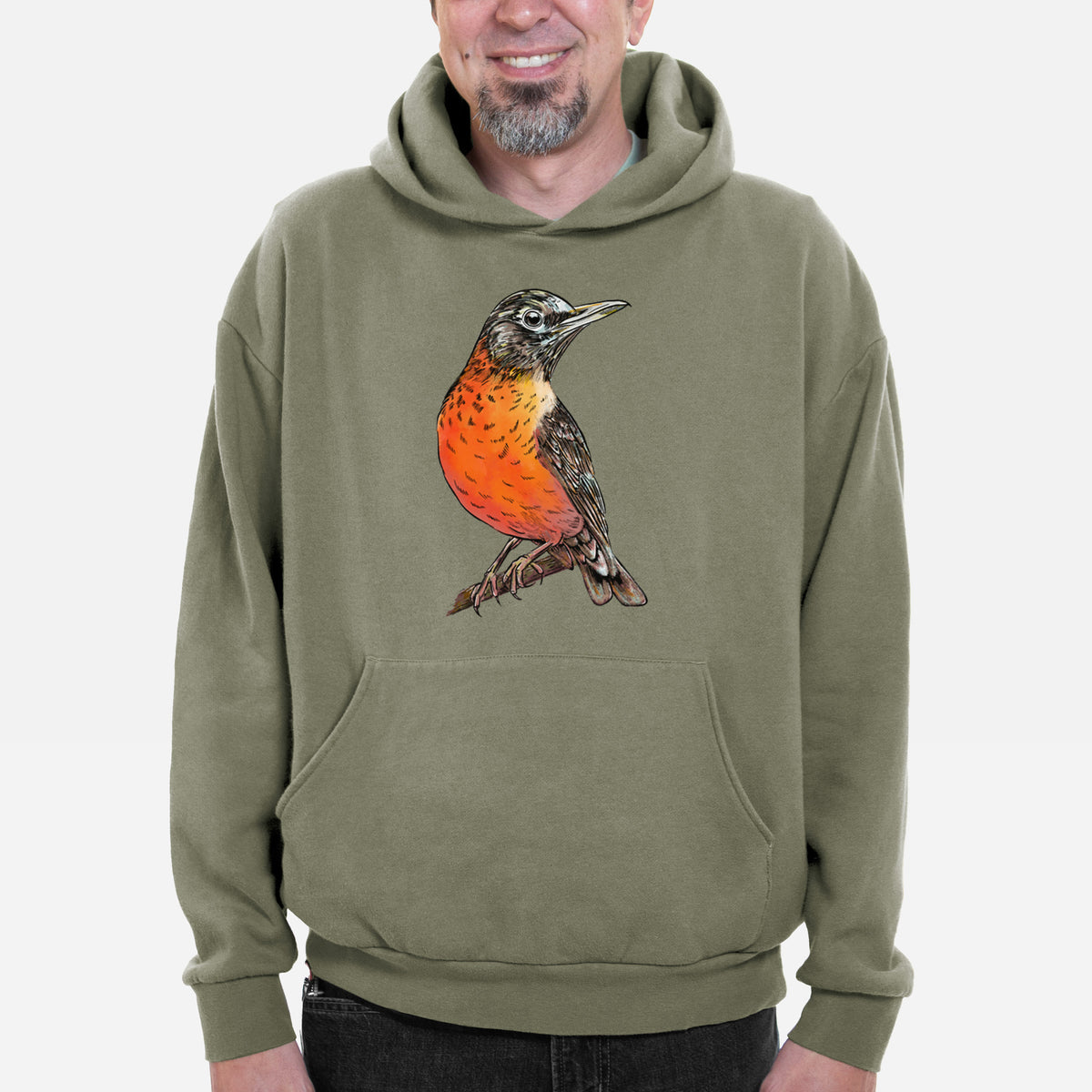 Vibrant American Robin - Turdus migratorius  - Bodega Midweight Hoodie