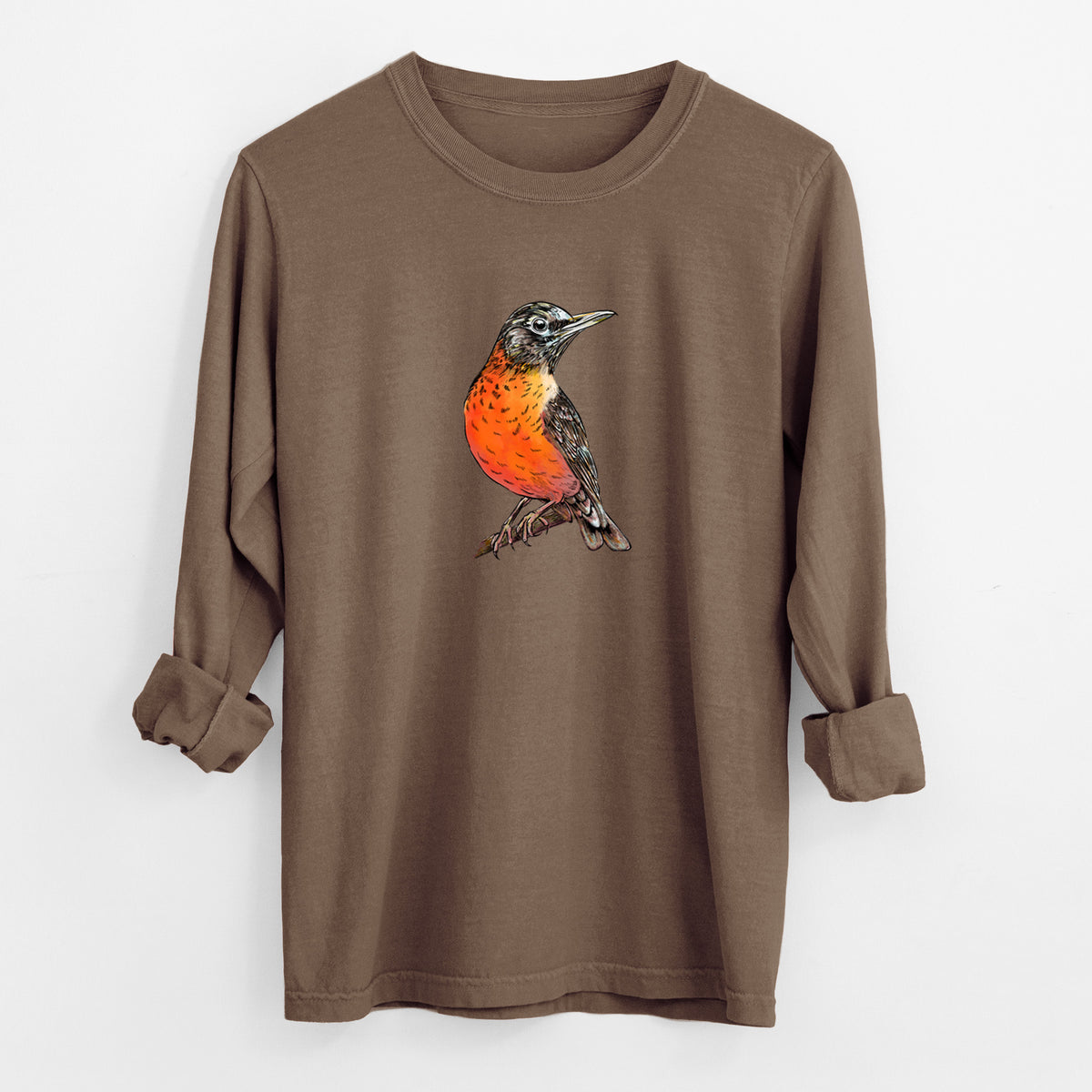 Vibrant American Robin - Turdus migratorius - Unisex Comfort Colors 100% Cotton Long Sleeve