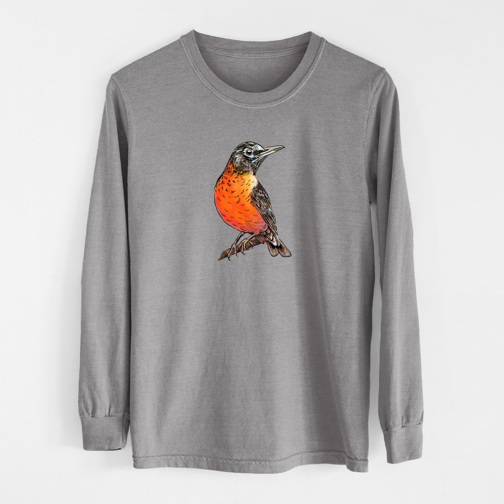 Vibrant American Robin - Turdus migratorius - Unisex Comfort Colors 100% Cotton Long Sleeve
