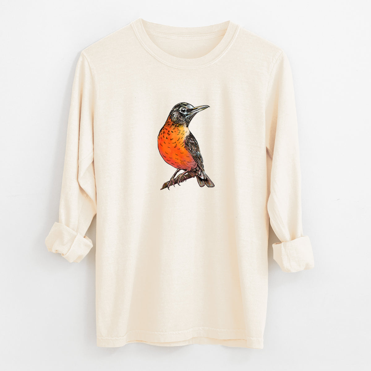 Vibrant American Robin - Turdus migratorius - Unisex Comfort Colors 100% Cotton Long Sleeve